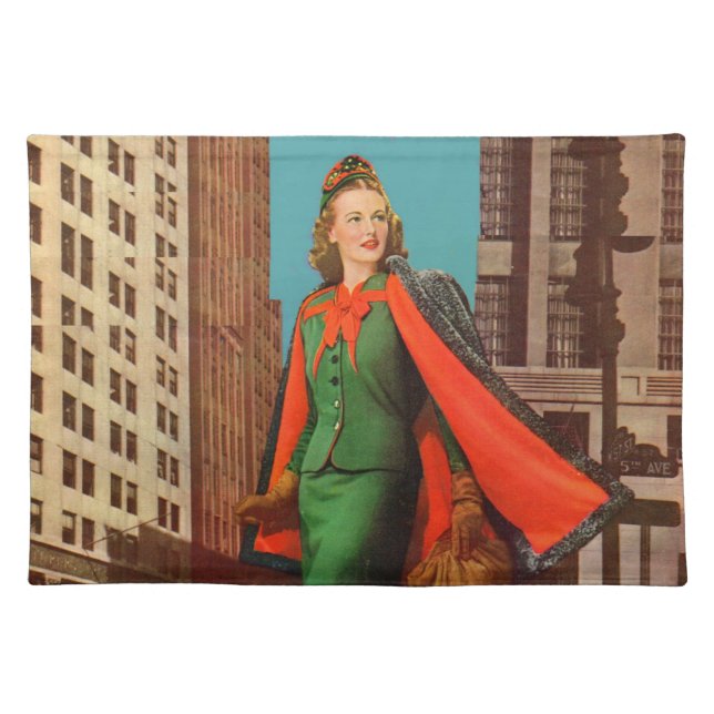 beautiful 1940s uptown girl cloth placemat (Front)
