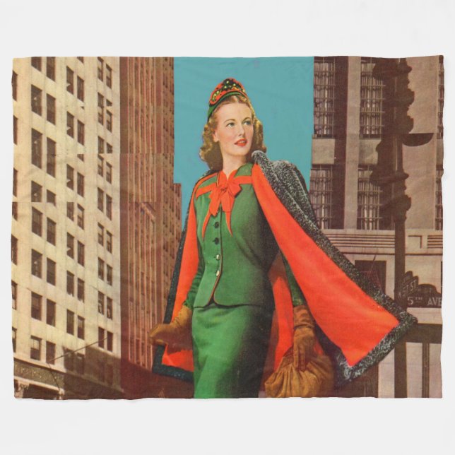 beautiful 1940s uptown girl fleece blanket (Front (Horizontal))