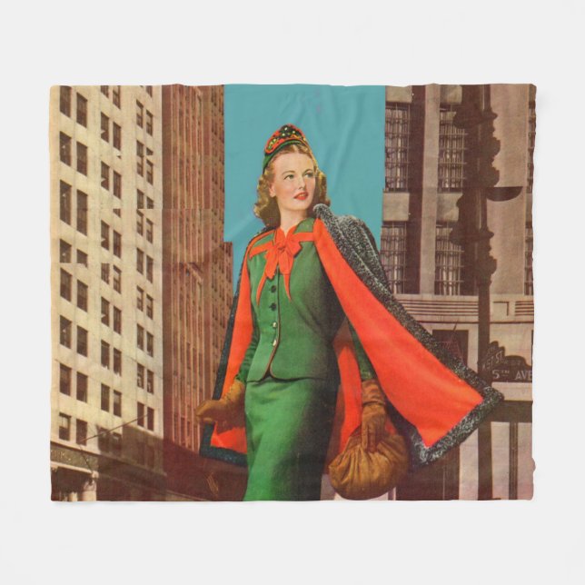 beautiful 1940s uptown girl fleece blanket (Front (Horizontal))