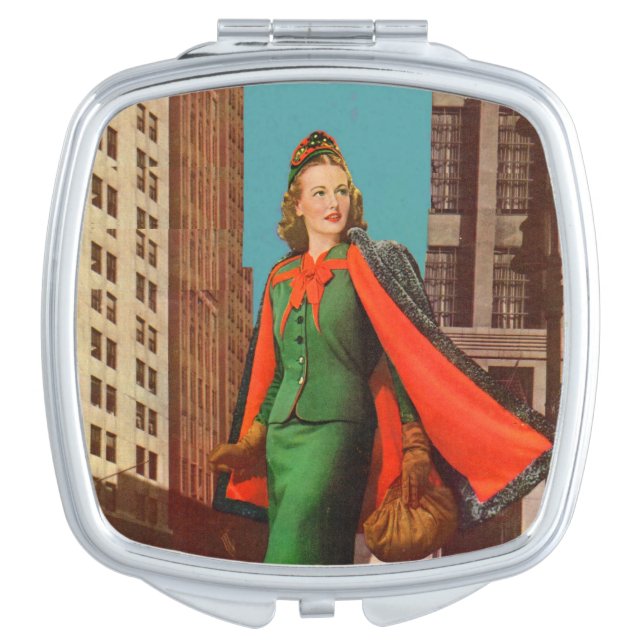 beautiful 1940s uptown girl mirror for makeup (Front)