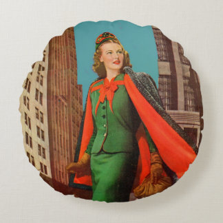 beautiful 1940s uptown girl round pillow