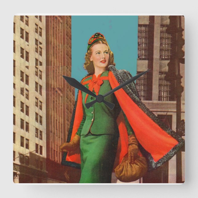 beautiful 1940s uptown girl square wall clock (Front)