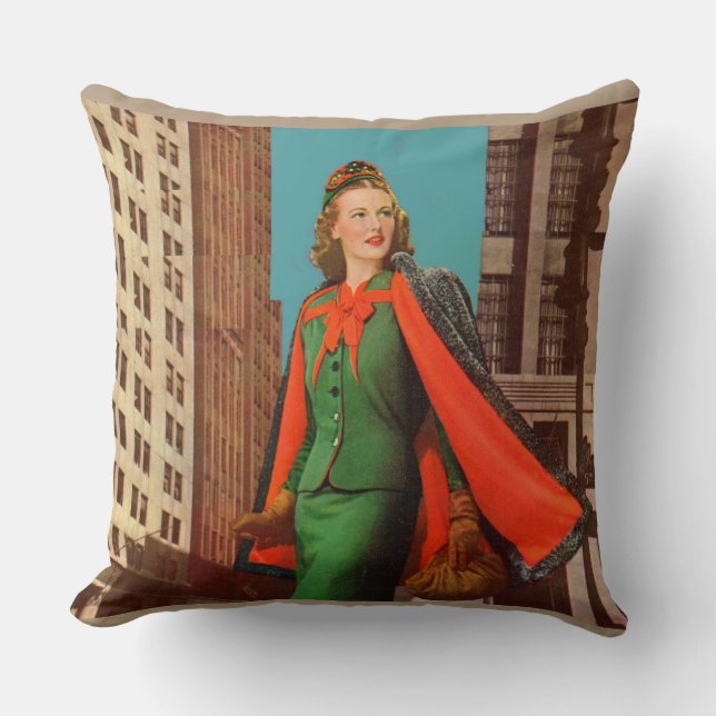 beautiful 1940s uptown girl throw pillow (Front)