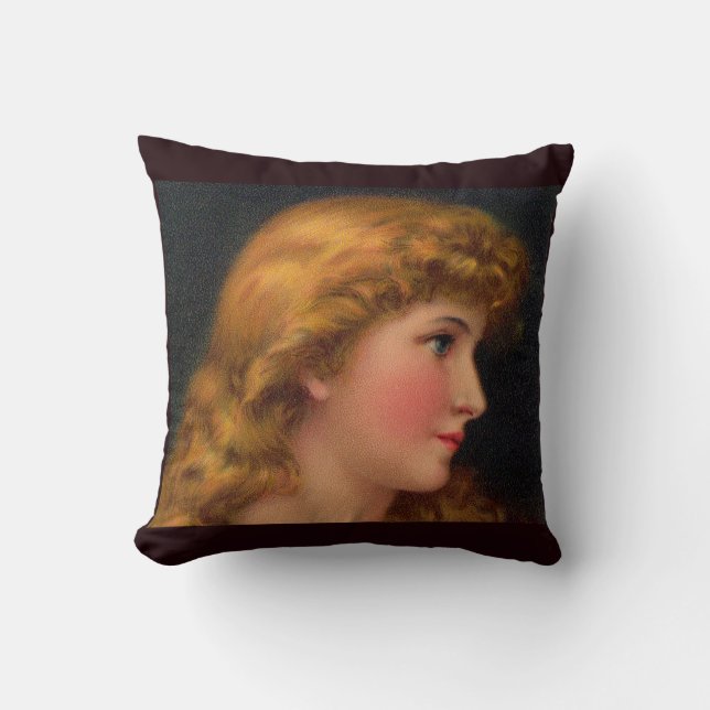 beautiful 19th century woman throw pillow (Front)