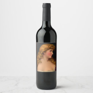 beautiful 19th century woman wine label