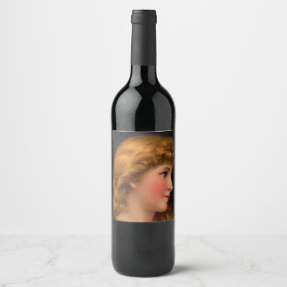 beautiful 19th century woman wine label