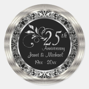 Beautiful 25th Silver Wedding Anniversary Classic Round Sticker