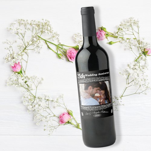 Beautiful 25th Wedding Anniversary Wine Label