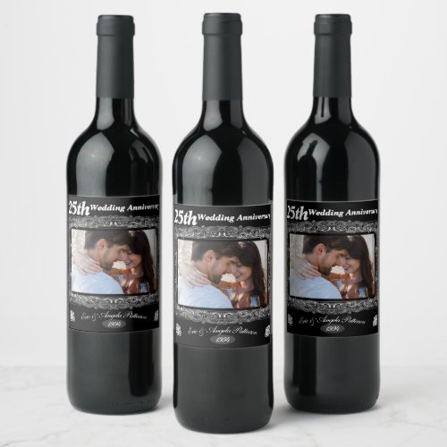 Beautiful 25th Wedding Anniversary Wine Label