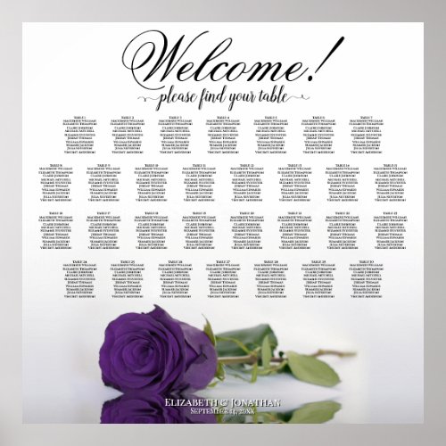 Beautiful 30 Table Royal Purple Rose Seating Chart