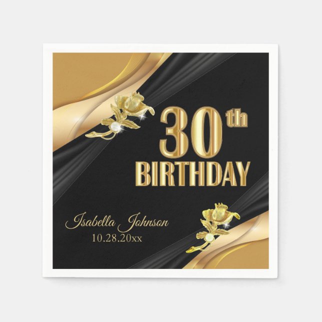Beautiful 30th Birthday Napkins (Front)
