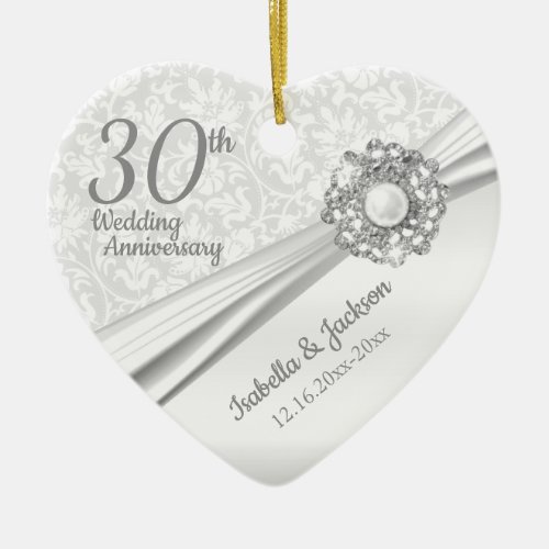 Beautiful 30th Pearl Jewel Anniversary Ceramic Ornament