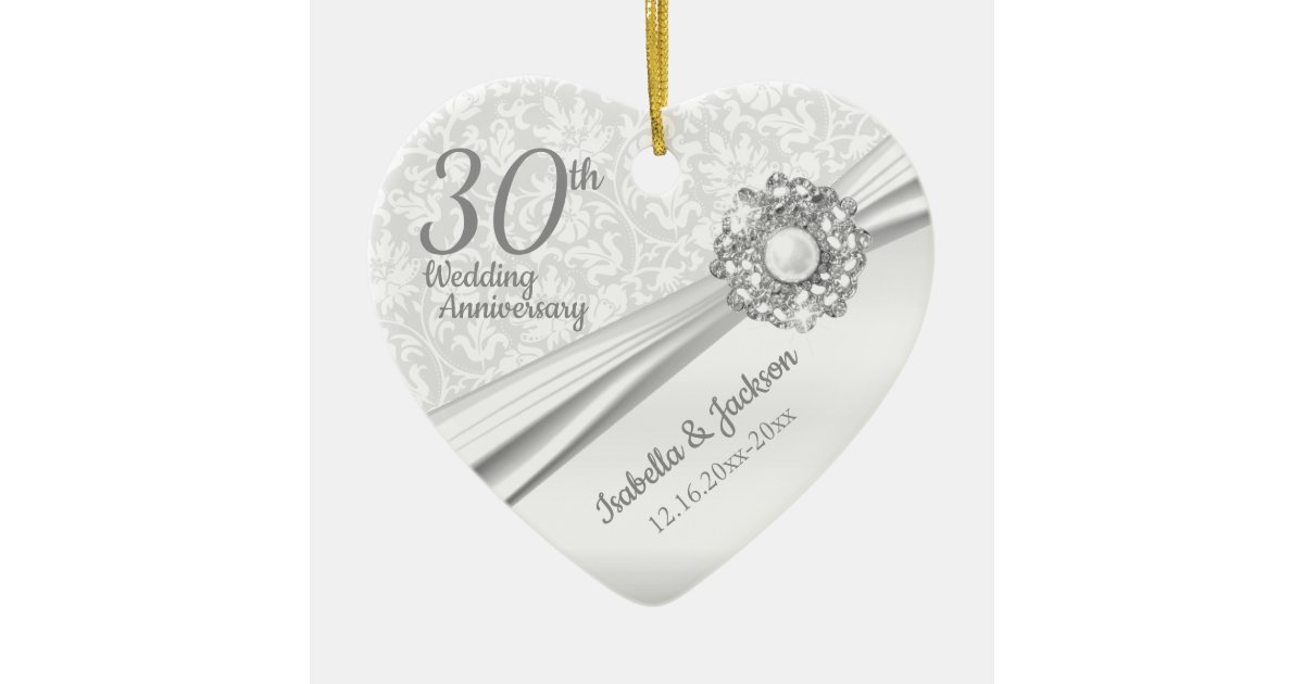 Beautiful 30th Pearl Jewel Anniversary Ceramic Ornament | Zazzle