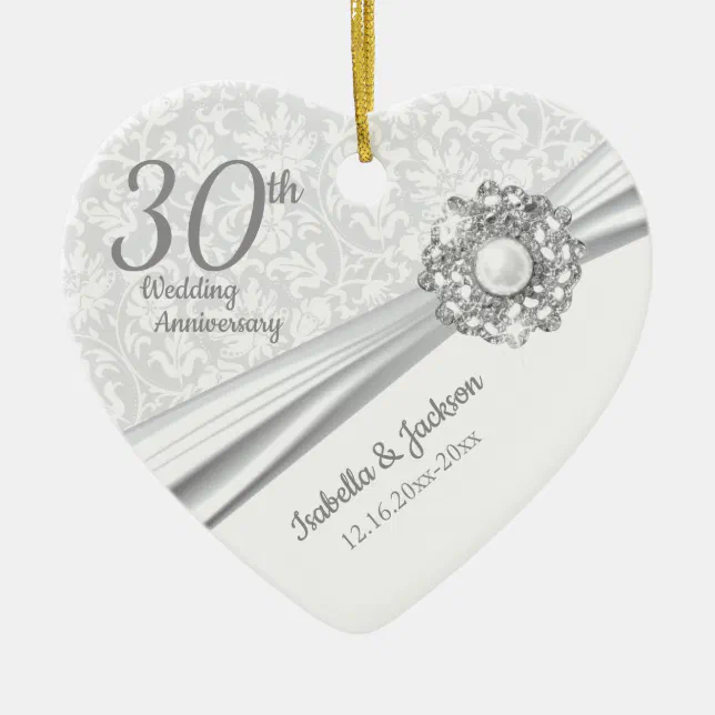 Beautiful 30th Pearl Jewel Anniversary Ceramic Ornament | Zazzle