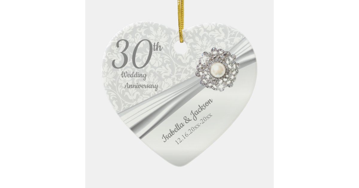 Beautiful 30th Pearl Jewel Anniversary Ceramic Ornament | Zazzle.com