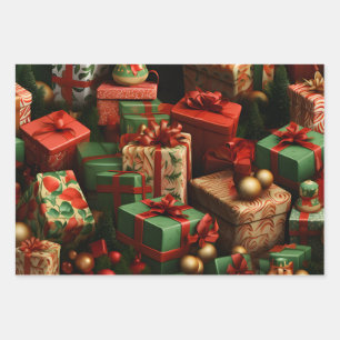 Beautiful 3D Christmas Gifting Theme Wrapping Paper Sheets