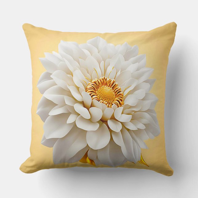 Beautiful 3d white flower throw pillow (Front)