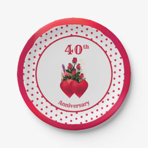 Beautiful 40th Anniversary Paper Plates
