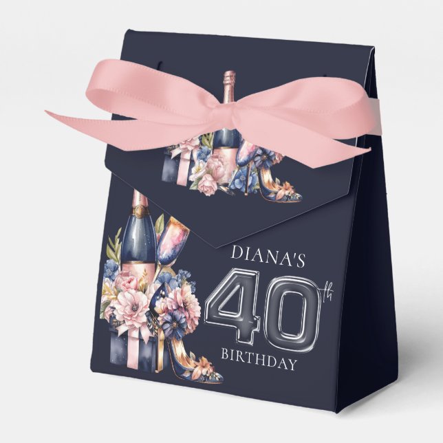 Beautiful 40th Birthday Personalized Favor Boxes (Front Side)
