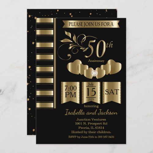 Beautiful 50th Golden Anniversary Invitation