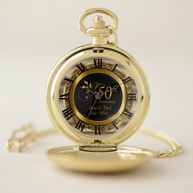 Beautiful 50th Golden Anniversary Pocket Watch (Inside)