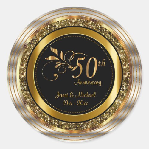 Beautiful 50th Golden Wedding Anniversary Classic Round Sticker