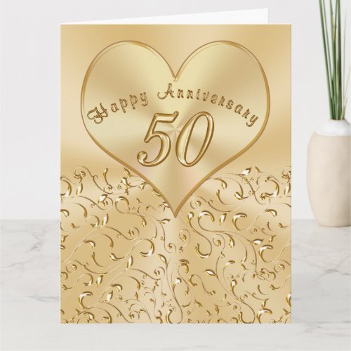 Beautiful 50th Wedding Anniversary Cards 3 Sizes Card