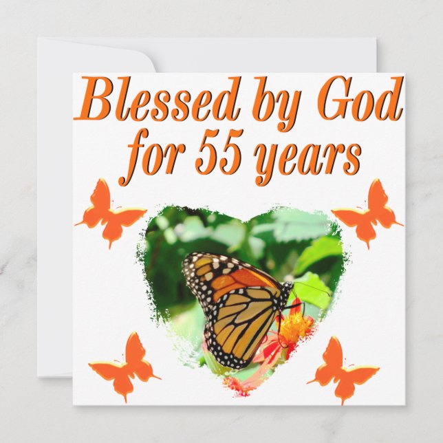 BEAUTIFUL 55TH BIRTHDAY BUTTERFLY CARD (Front)