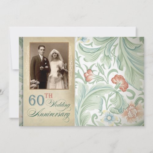 beautiful 60th wedding anniversary photo invites