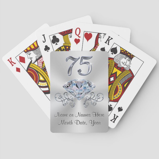 Beautiful, 75th Birthday Party Favors Any Occasion Poker Cards (Back)