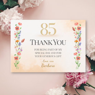 Beautiful 85th Birthday – Wildflower Design Thank You Card