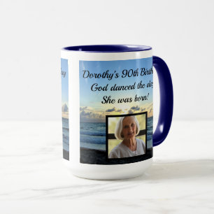 BEAUTIFUL 90TH BIRTHDAY PERSONALIZED PHOTO MUG