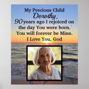 BEAUTIFUL 90TH BIRTHDAY PERSONALIZED PHOTO POSTER
