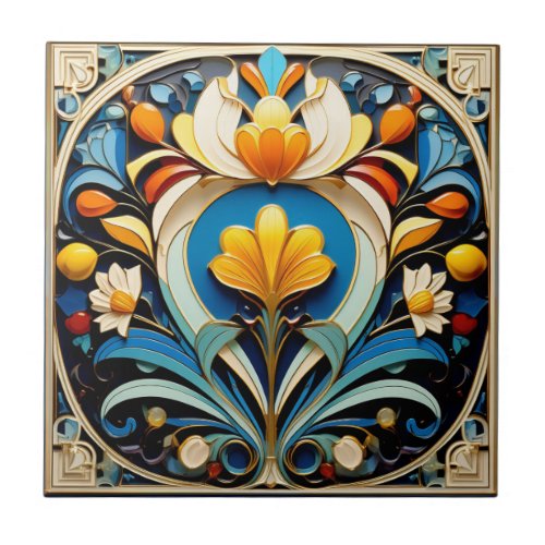 Beautiful Abstract Art Deco Ceramic Tile