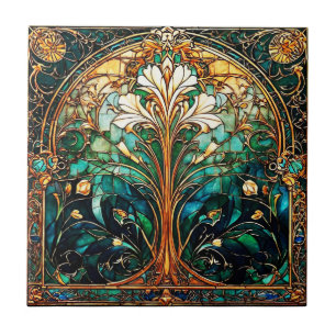 Beautiful Abstract Art Deco Nouveau Ceramic Tile