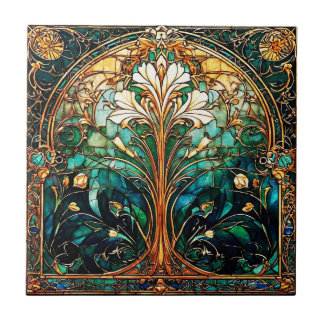 Beautiful Abstract Art Deco Nouveau Ceramic Tile