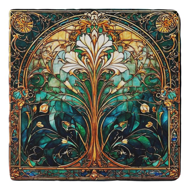 Beautiful Abstract Art Deco Nouveau Trivet (Front)