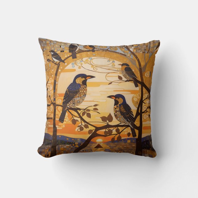 Beautiful Abstract Birds At Sunrise Decorative  Throw Pillow (Front)