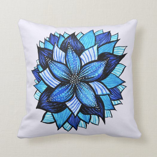 Beautiful Abstract Blue Flower Ink Drawing