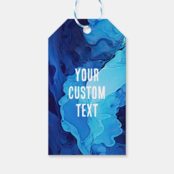 Beautiful Abstract Blue Modern Artistic Fluid Art Gift Tags by azlaird at Zazzle