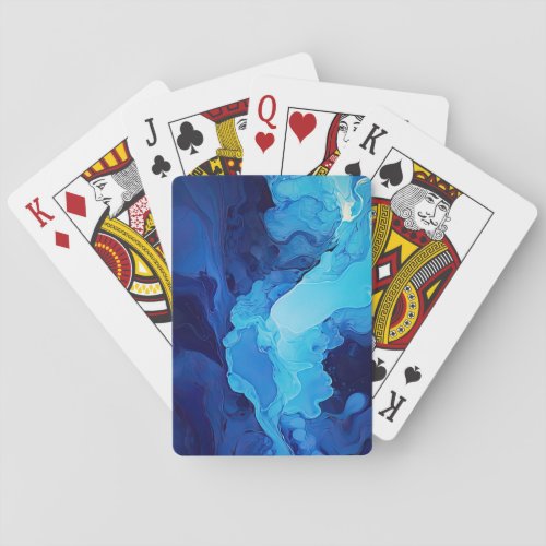 Beautiful Abstract Blue Modern Artistic Fluid Art Playing Cards