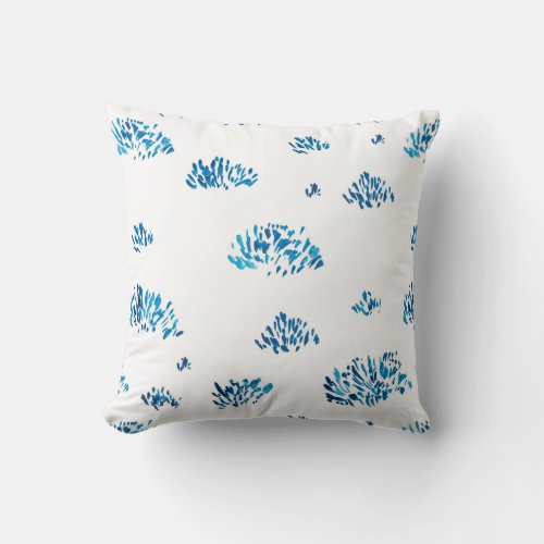 Beautiful abstract blue watercolor spots throw pillow
