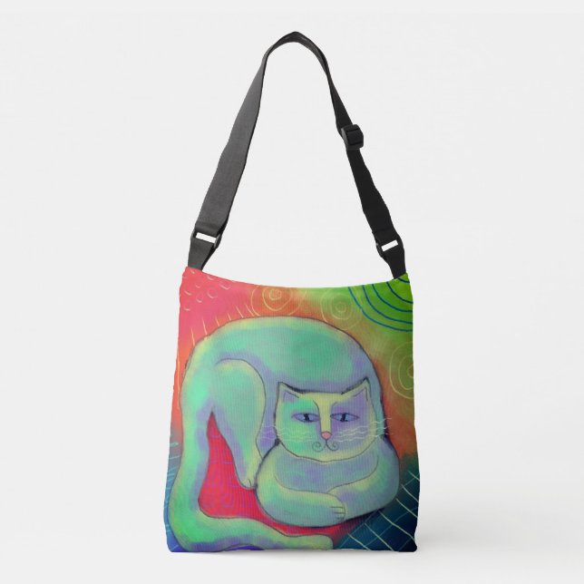 Beautiful Abstract Cat Art Crossbody Bag (Front)