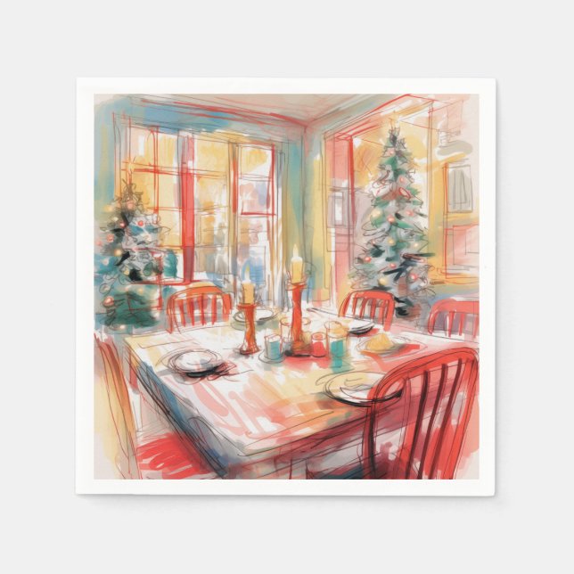 Beautiful Abstract Christmas Dinner Table Setting Napkins (Front)