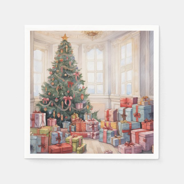 Beautiful Abstract Christmas Tree Stacks of Gifts Napkins (Front)