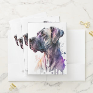 BEAUTIFUL ABSTRACT COLORED GREAT DANE DOG FACE POCKET FOLDER