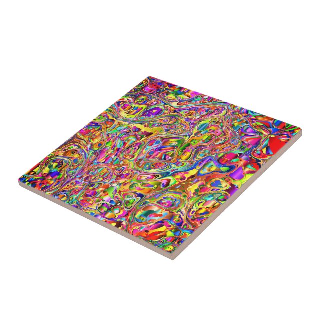 Beautiful Abstract Colorful Art - Multicolor - Ceramic Tile (Side)