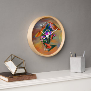 Beautiful Abstract Colorful Marble Liquified Clock