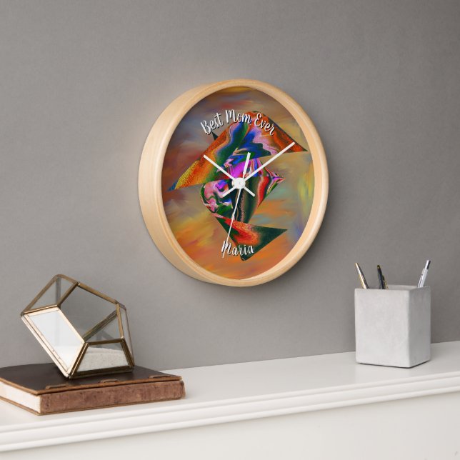Beautiful Abstract Colorful Marble Liquified Clock (Office)