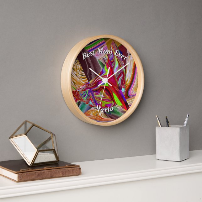 Beautiful Abstract Colorful Marble Liquified  Clock (Office)